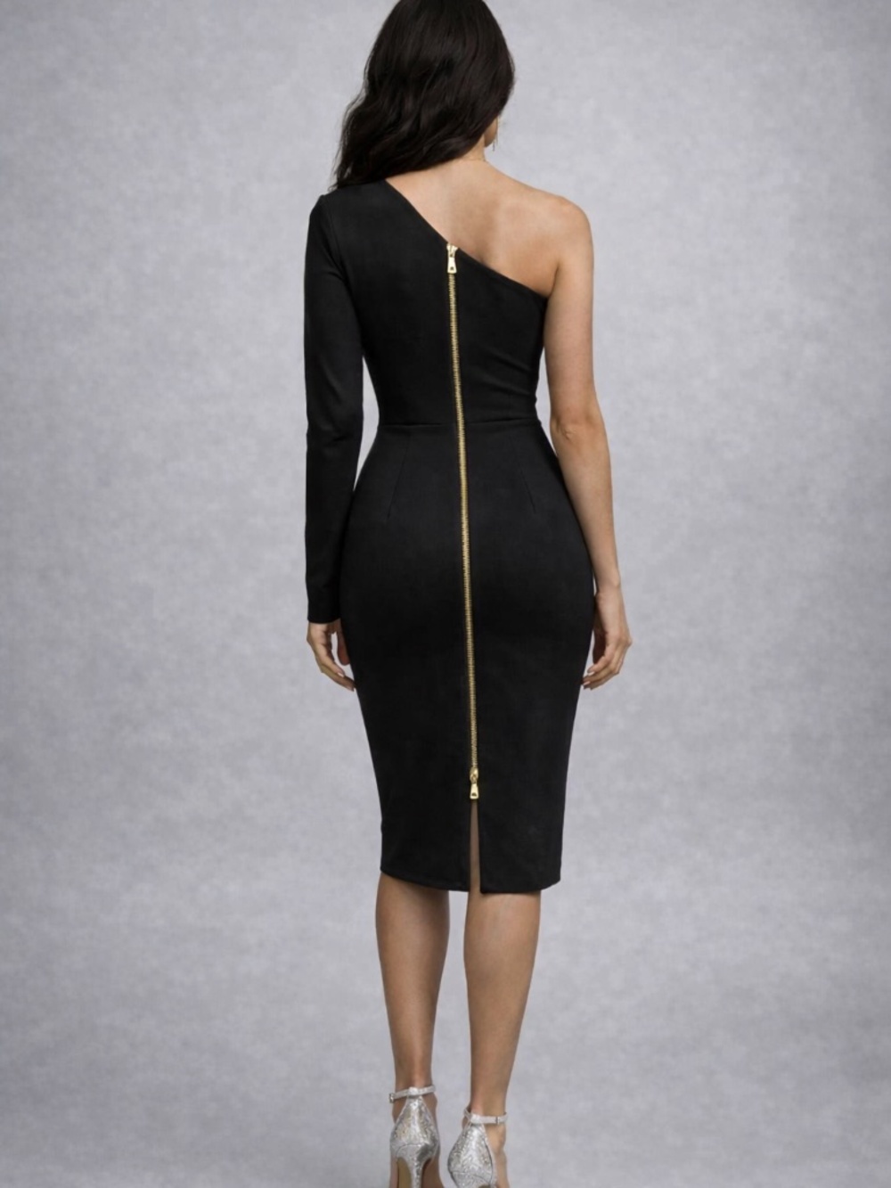 Sydney INC Women’s Black Bodycon Knee Length Cocktail Dress One Sleeve